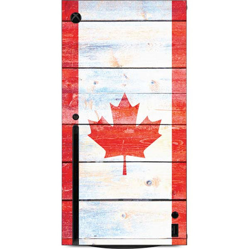 Canada Flag Light Wood Xbox Series X Console Skin